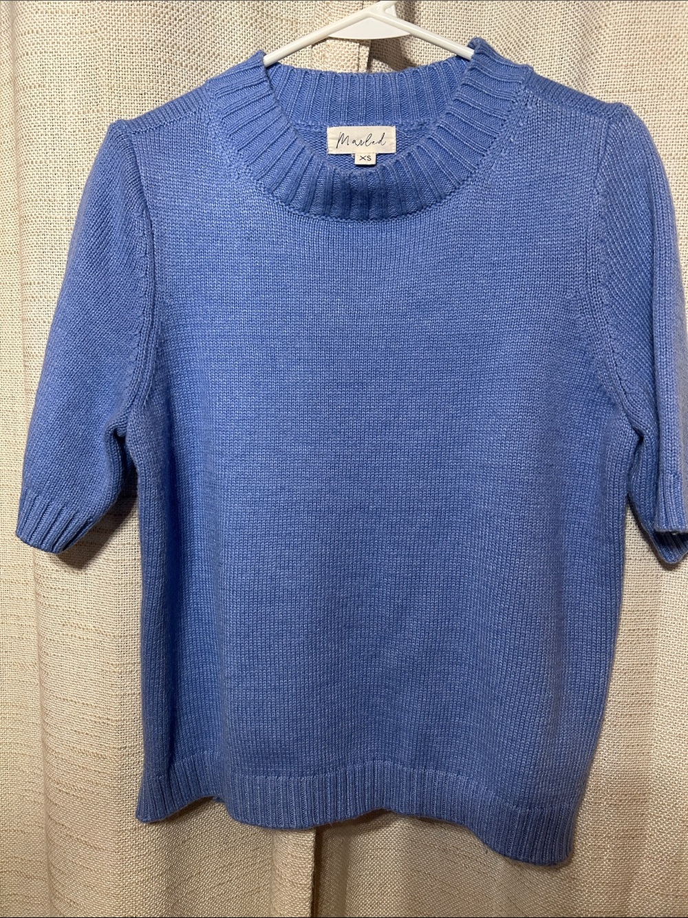 Marled Periwinkle Short-Sleeve Crewneck Sweater